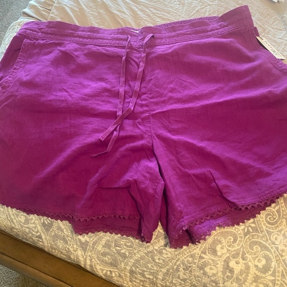 Terra & Sky Pants - Women’s plus size 1x linen shorts purple color NWT